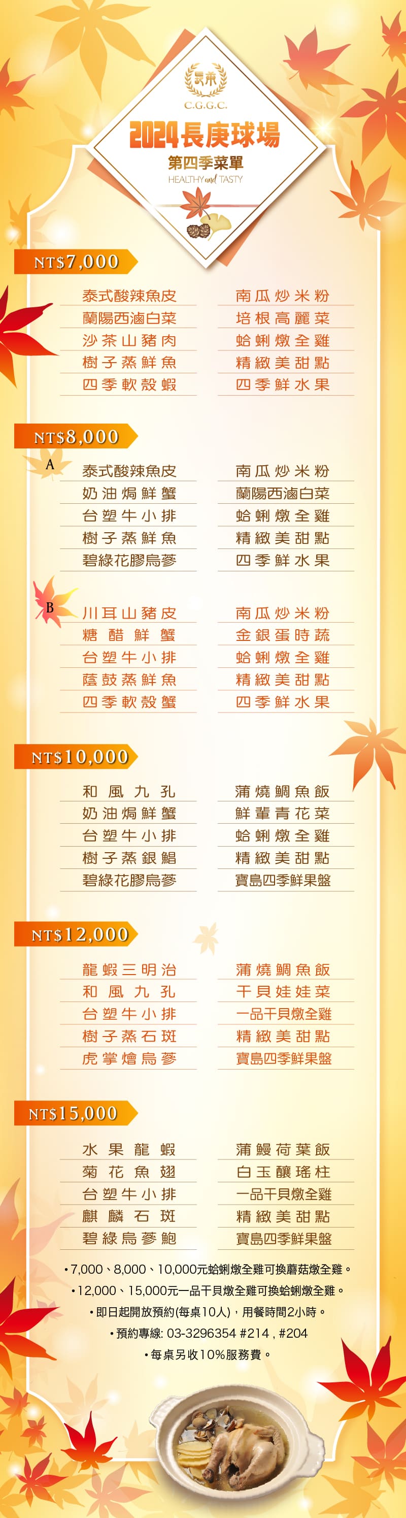 2024年長庚球場第四季菜單