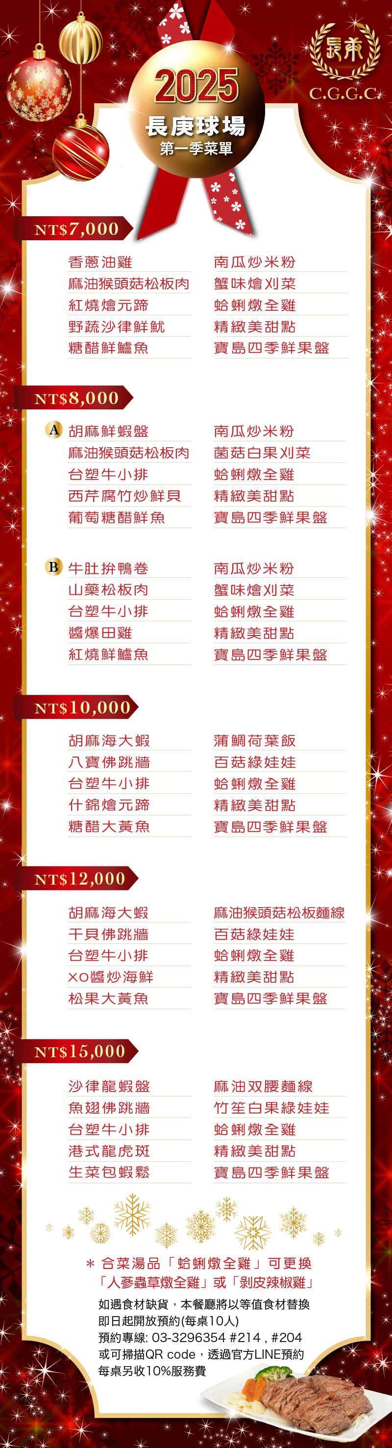 2025年長庚球場第一季菜單