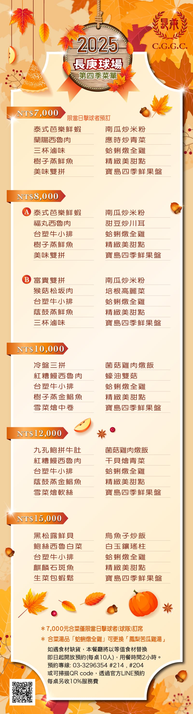 2025年長庚球場第四季菜單