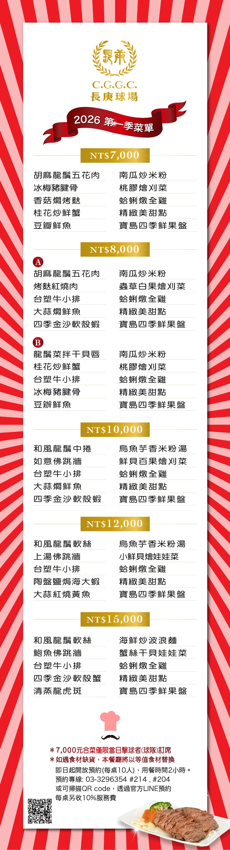 2026年長庚球場第一季菜單